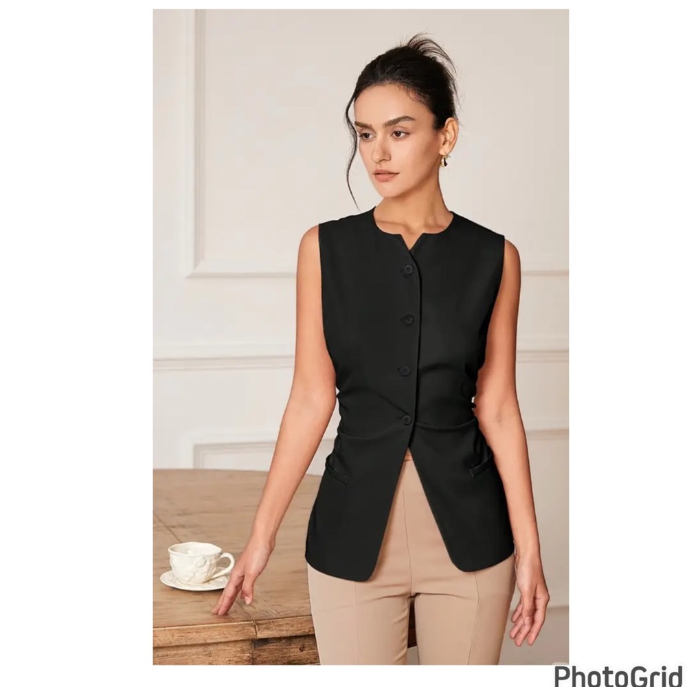 Black Sleeveless Blazer Vest NWOT